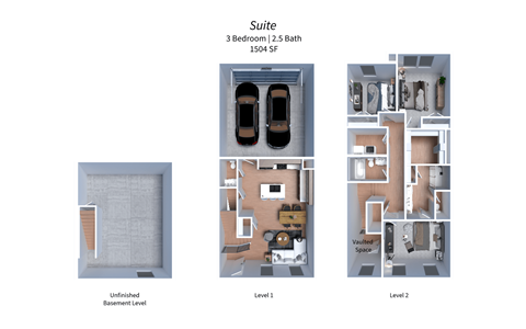 Floor plan for 3 beds, 2.5 baths, 1469 sqft